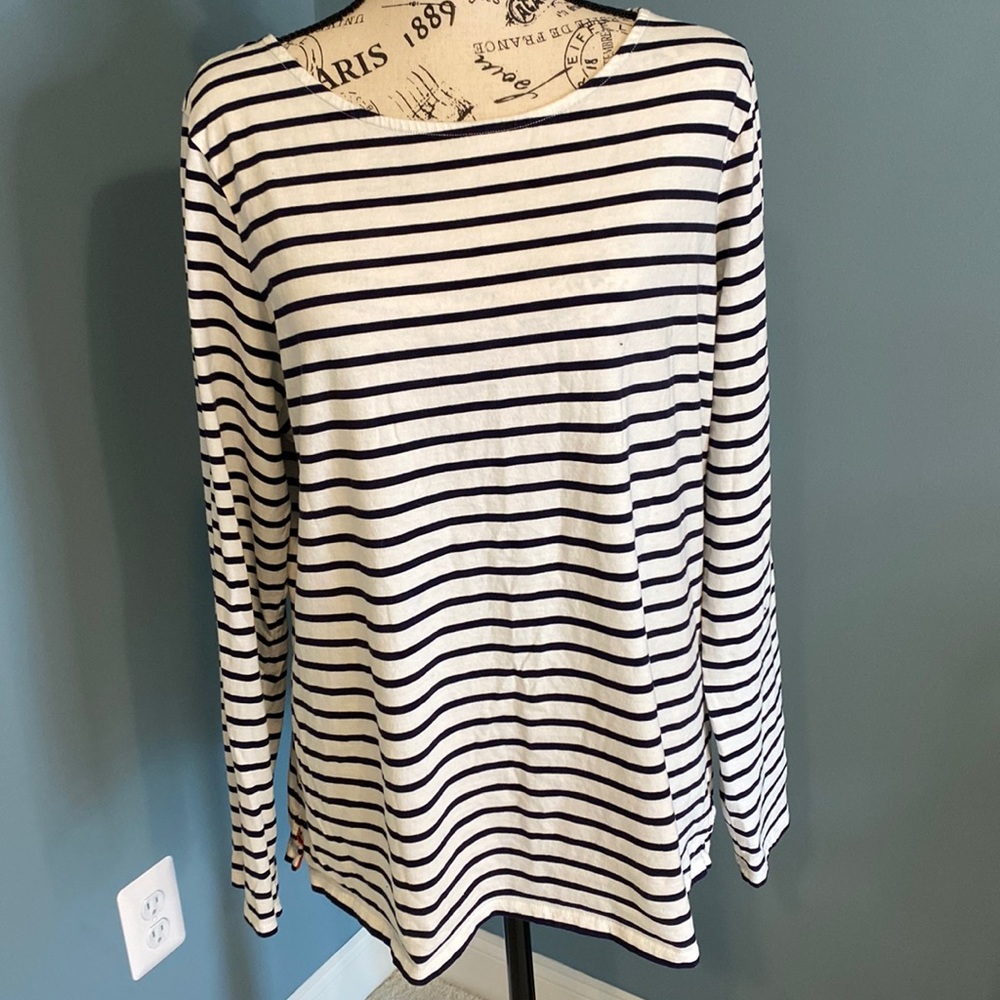Boden long sleeve navy ivory Breton stripe tee Size 16 very good condition
